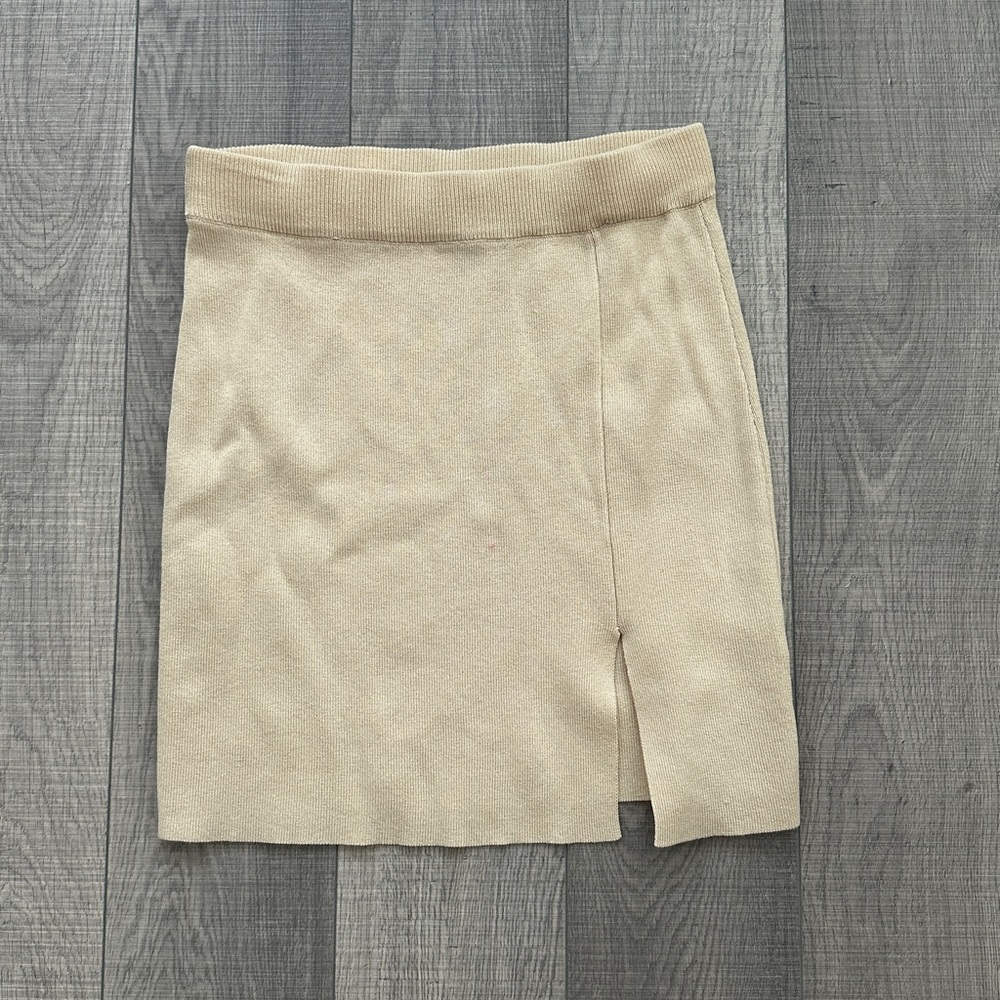 Lioness Cream Mini Skirt with Slit